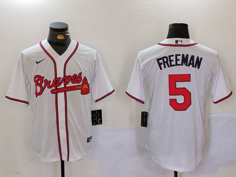 Men Atlanta Braves #5 Freeman White Game 2024 Nike MLB Jersey style 3